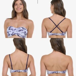Skye Swimwear Lavender Floral Convertible Bandeau Top Molded Cups XS NWT